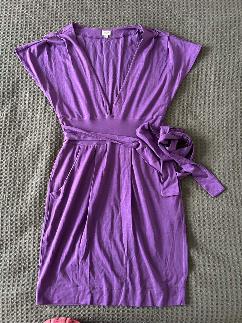 Wilfred Violet Wrap-Front Mini Dress with Tie
